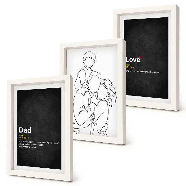Set 3 tablouri Artă liniară familială cu definiții ale iubirii și paternității