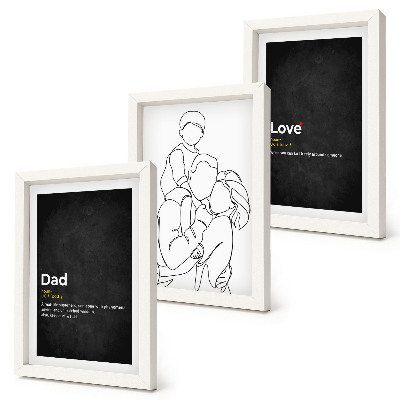 Set 3 tablouri Artă liniară familială cu definiții ale iubirii și paternității