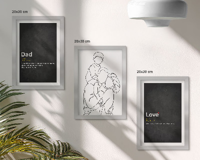 Set 3 tablouri Artă liniară familială cu definiții ale iubirii și paternității
