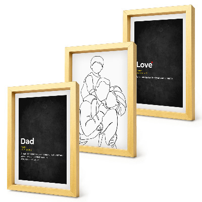 Set 3 tablouri Artă liniară familială cu definiții ale iubirii și paternității