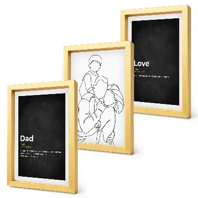 Set 3 tablouri cu artă liniară reprezentând familia și definiții ale iubirii și paternității