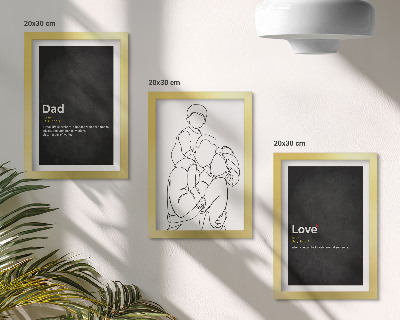 Set 3 tablouri Artă liniară familială cu definiții ale iubirii și paternității
