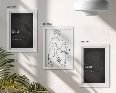 Set 3 tablouri Artă liniară familială cu definiții ale iubirii și paternității