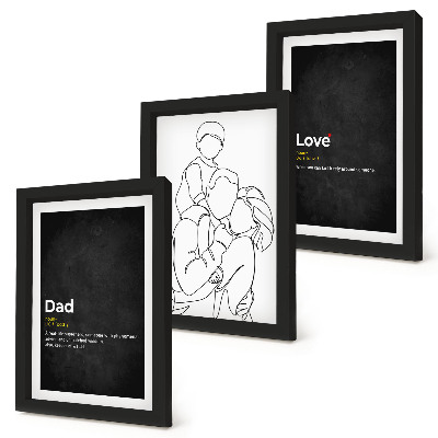 Set 3 tablouri Artă liniară familială cu definiții ale iubirii și paternității