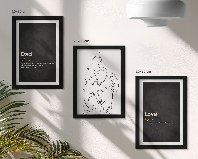 Set 3 tablouri Artă liniară familială cu definiții ale iubirii și paternității