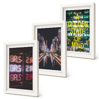 Galerie de perete Reclame neon ale orașului noaptea cu vedere la râu