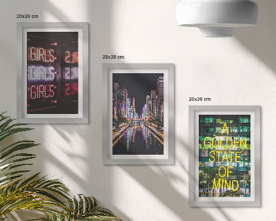 Galerie de perete Reclame neon ale orașului noaptea cu vedere la râu