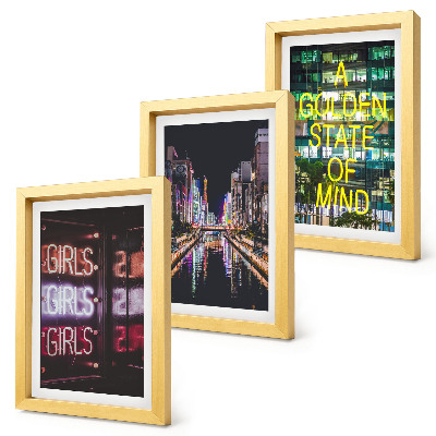 Galerie de perete Reclame neon ale orașului noaptea cu vedere la râu