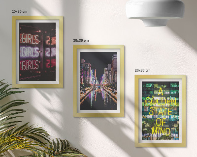 Galerie de perete Reclame neon ale orașului noaptea cu vedere la râu
