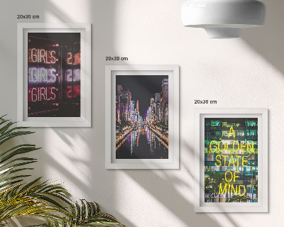 Galerie de perete Reclame neon ale orașului noaptea cu vedere la râu