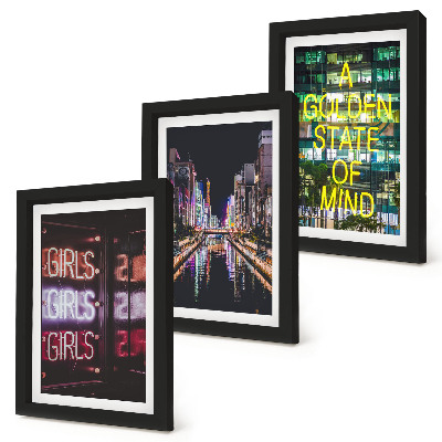Galerie de perete Reclame neon ale orașului noaptea cu vedere la râu