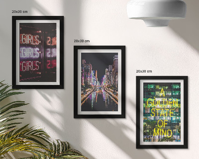 Galerie de perete Reclame neon ale orașului noaptea cu vedere la râu