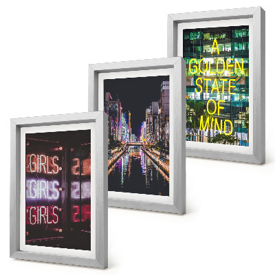 Galerie de perete Reclame neon ale orașului noaptea cu vedere la râu