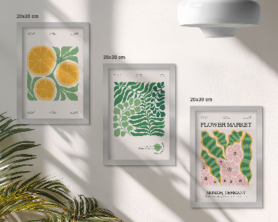 Set 3 tablouri Postere cu motive de fructe și plante în culori pastelate