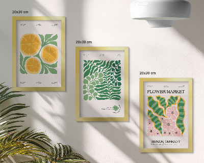 Set 3 tablouri Postere cu motive de fructe și plante în culori pastelate