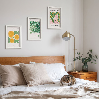 Set 3 tablouri Postere cu motive de fructe și plante în culori pastelate