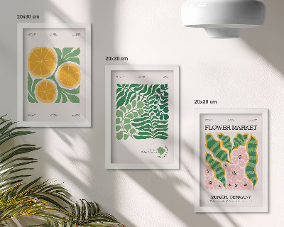 Set 3 tablouri Postere cu motive de fructe și plante în culori pastelate
