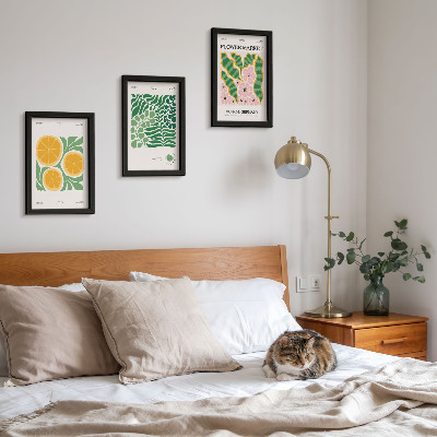 Set 3 tablouri Postere cu motive de fructe și plante în culori pastelate