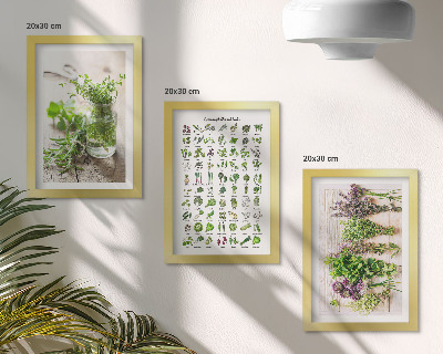 Galerie de perete Plante uscate pentru lista de ierburi aromatice de bucătărie