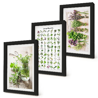 Galerie de perete Plante uscate pentru lista de ierburi aromatice de bucătărie