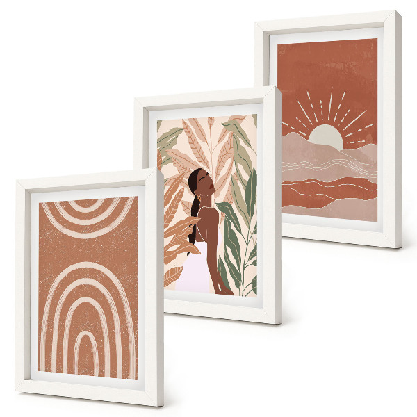 Set 3 tablouri Forme și ilustrații abstracte boho