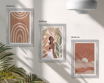 Set 3 tablouri Forme și ilustrații abstracte boho