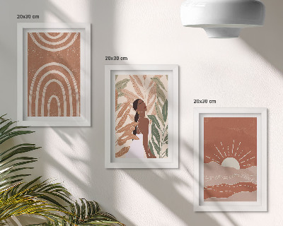 Set 3 tablouri Forme și ilustrații abstracte boho
