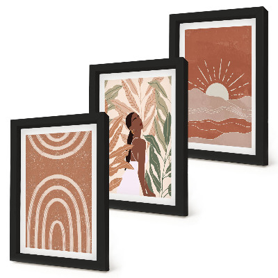 Set 3 tablouri Forme și ilustrații abstracte boho