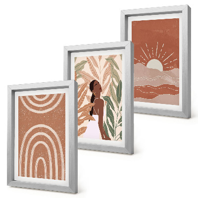 Set 3 tablouri Forme și ilustrații abstracte boho