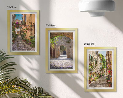 Set 3 tablouri Străzi italiene cu flori și arhitectură peisagistică