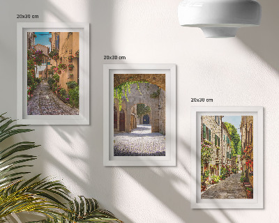 Set 3 tablouri Străzi italiene cu flori și arhitectură peisagistică