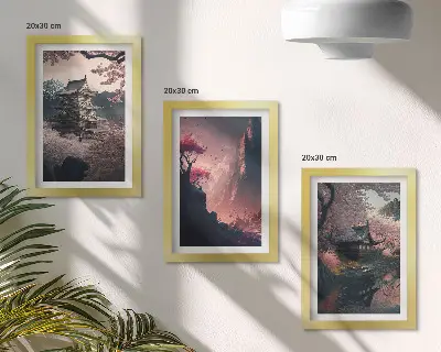 Set 3 tablouri peisaje fantastice din Japonia cu munți