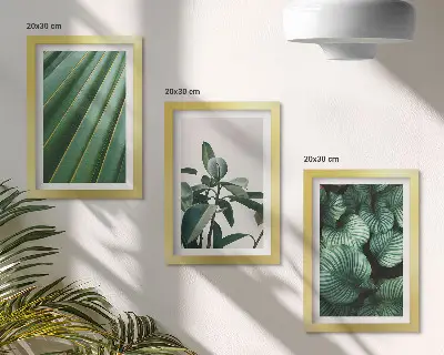 Set de 3 tablouri cu frunze tropicale estetice în diferite nuanțe de verde