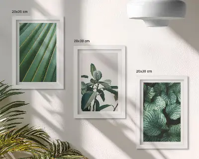 Set de 3 tablouri cu frunze tropicale estetice în diferite nuanțe de verde