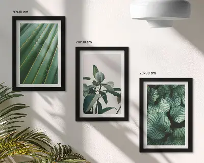Set de 3 tablouri cu frunze tropicale estetice în diferite nuanțe de verde