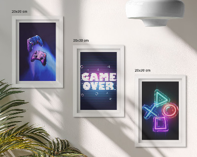 Set 3 tablouri Gamepad-uri cu pictograme Game Over
