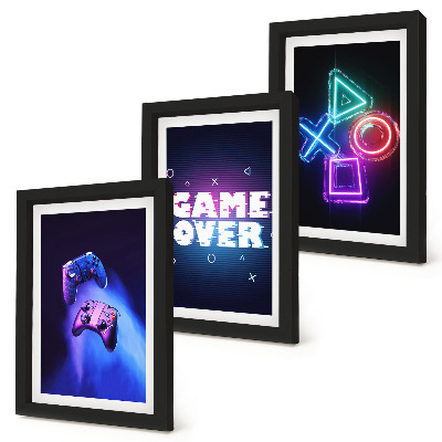 Set 3 tablouri Gamepad-uri cu pictograme Game Over