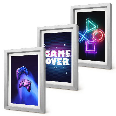 Set 3 tablouri Gamepad-uri cu pictograme Game Over