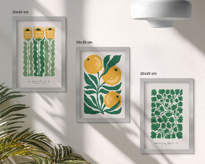 Set 3 tablouri Postere cu modele de plante cu flori și frunze