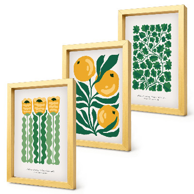 Set 3 tablouri Postere cu modele de plante cu flori și frunze