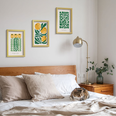 Set 3 tablouri Postere cu modele de plante cu flori și frunze