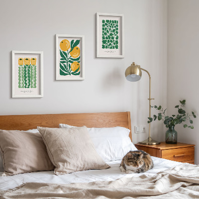 Set 3 tablouri Postere cu modele de plante cu flori și frunze