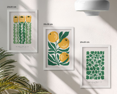 Set 3 tablouri Postere cu modele de plante cu flori și frunze