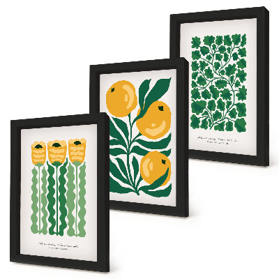 Set 3 tablouri Postere cu modele de plante cu flori și frunze