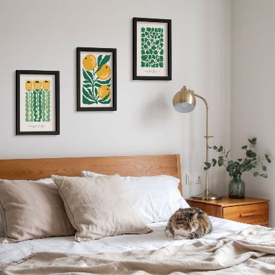 Set 3 tablouri Postere cu modele de plante cu flori și frunze