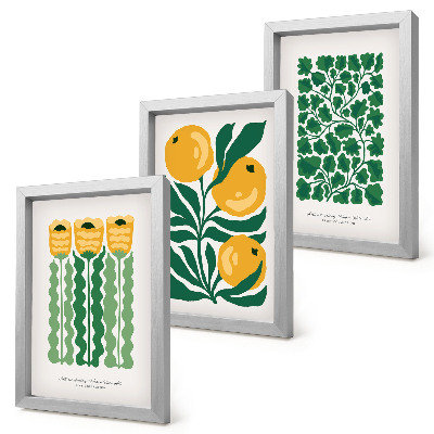 Set 3 tablouri Postere cu modele de plante cu flori și frunze