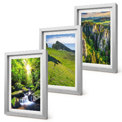 Set 3 tablouri Peisaje montane verzi cu cascade și păduri