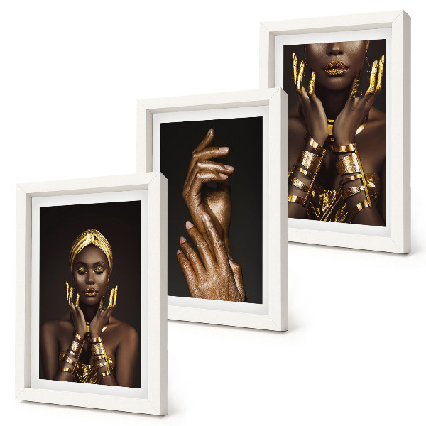 Set 3 tablouri Portrete elegante ale unei femei africane