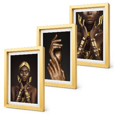 Set 3 tablouri Portrete elegante ale unei femei africane