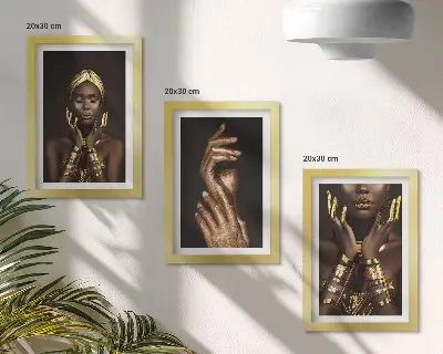 Set de 3 tablouri cu portrete elegante ale unei femei africane